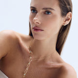 Pırlanta Taşlı Flower 14 Ayar Altın Kadın Kolye