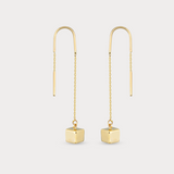 Cube Threader Earrings in 14K Solid Gold