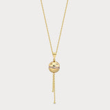 Zircon Ball Tassel Pendant Necklace in 14K Solid Gold