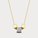 Triple Cube Pendant Necklace in 14K Solid Gold
