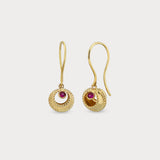 Ruby Hook Earrings in 14K Solid Gold