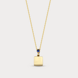 Sapphire Cube Pendant in 14K Solid Gold