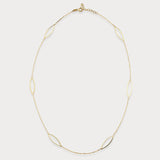 Oval Shape Station Necklace in 14K Solid Gold