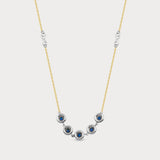 Sapphire Station Necklace in 14K Solid Gold