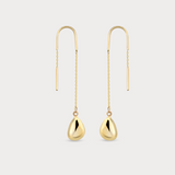 Threader Teardrop Dangle Earrings in 14K Solid Gold