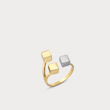 Triple Cubes Open Ring in 14K Solid Gold