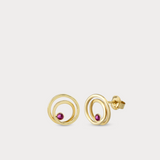 Ruby Circle Earrings in 14K Solid Gold