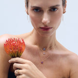 Aquamarine Daisy 14 Ayar Altın Kadın Kolye