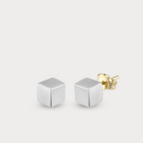 Cube Stud Earrings in 14K Solid Gold