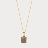 Sapphire Cube Pendant Necklace in 14K Solid Gold