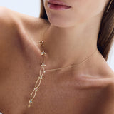 Pırlanta Taşlı Flower 14 Ayar Altın Kadın Kolye