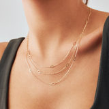Triple Layered Chain Necklace in 14K Solid Gold