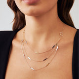 Triple Station Necklace in 14K Solid Gold