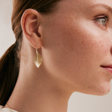 Leaf Hammered Earrings in 14K Solid Gold