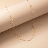 Oval Shape Station Necklace in 14K Solid Gold