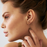 Ruby Lotus Stud Earrings in 14K Solid Gold