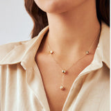 Cube & Ball Lariat Necklace in 14K Solid Gold