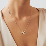 Minimalist Evil Eye Necklace in 14k Solid Gold