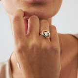 Diamond Evil Eye Open Ring in 14k Solid Gold