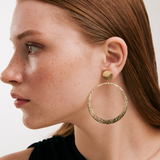 Hammered Circle Earrings in 14K Solid Gold