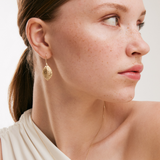 Leaf Hammered Earrings in 14K Solid Gold