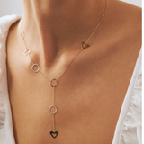 Y Heart Necklace in 14K Solid Gold