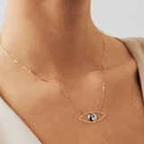 Sapphire Evil Eye Necklace in 14K Solid Gold