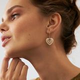 Heart Dangle Earrings in 14K Solid Gold