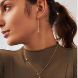 Zircon Threader Dangle Earrings in 14K Solid Gold