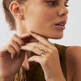 Triple Charm Open Ring in 14K Solid Gold