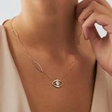 Diamond Evil Eye Pendant Necklace in 14k Solid Gold