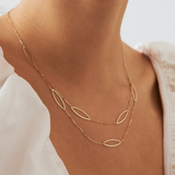 Double Chain Oval Necklace in 14K Solid Gold