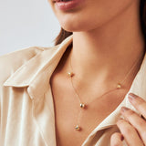 Cube & Ball Lariat Necklace in 14K Solid Gold