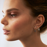 Sapphire Charm Dangle Earrings in 14K Solid Gold