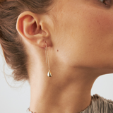 Threader Teardrop Dangle Earrings in 14K Solid Gold