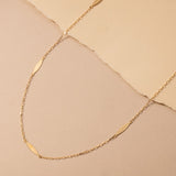 Oval Station Chain Necklace in 14K Solid Gold