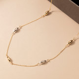 Oval Gold Station Necklace in 14K Solid Gold