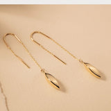 Oval Charm Dangle Earrings in 14K Solid Gold