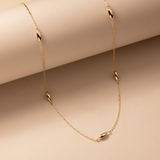 Mini Oval Station Necklace in 14K Solid Gold