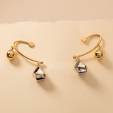 Geometric Dangle  Earrings in 14K Solid Gold