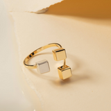 Triple Cubes Open Ring in 14K Solid Gold
