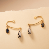 Sapphire Charm Dangle Earrings in 14K Solid Gold