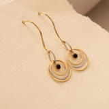 Onyx Gemstone Hook Earrings in 14K Solid Gold