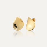 Abstract Concave Stud Earrings in 14K Solid Gold