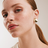 Abstract Concave Stud Earrings in 14K Solid Gold
