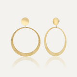 Big Hammered Circle Earrings in 14K Solid Gold