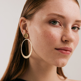 Big Hammered Circle Earrings in 14K Solid Gold