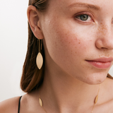 Big Oval Threader Earrings in 14K Solid Gold