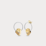 Diamond Circle Stud Earrings in 14K Solid Gold