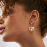 Diamond Heart Earrings in 14K Solid Gold